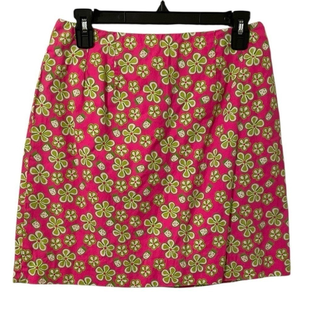 Lilly Pulitzer Women's Hot Pink Green Rare Dune‎ Buggy Lined Mini Skirt Size 6